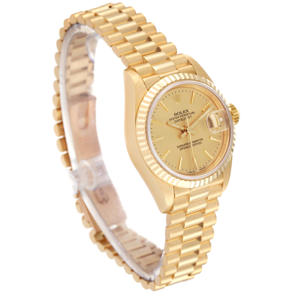 Rolex President Yellow Gold Champagne Dial Ladies Watch 69178 Box Papers
