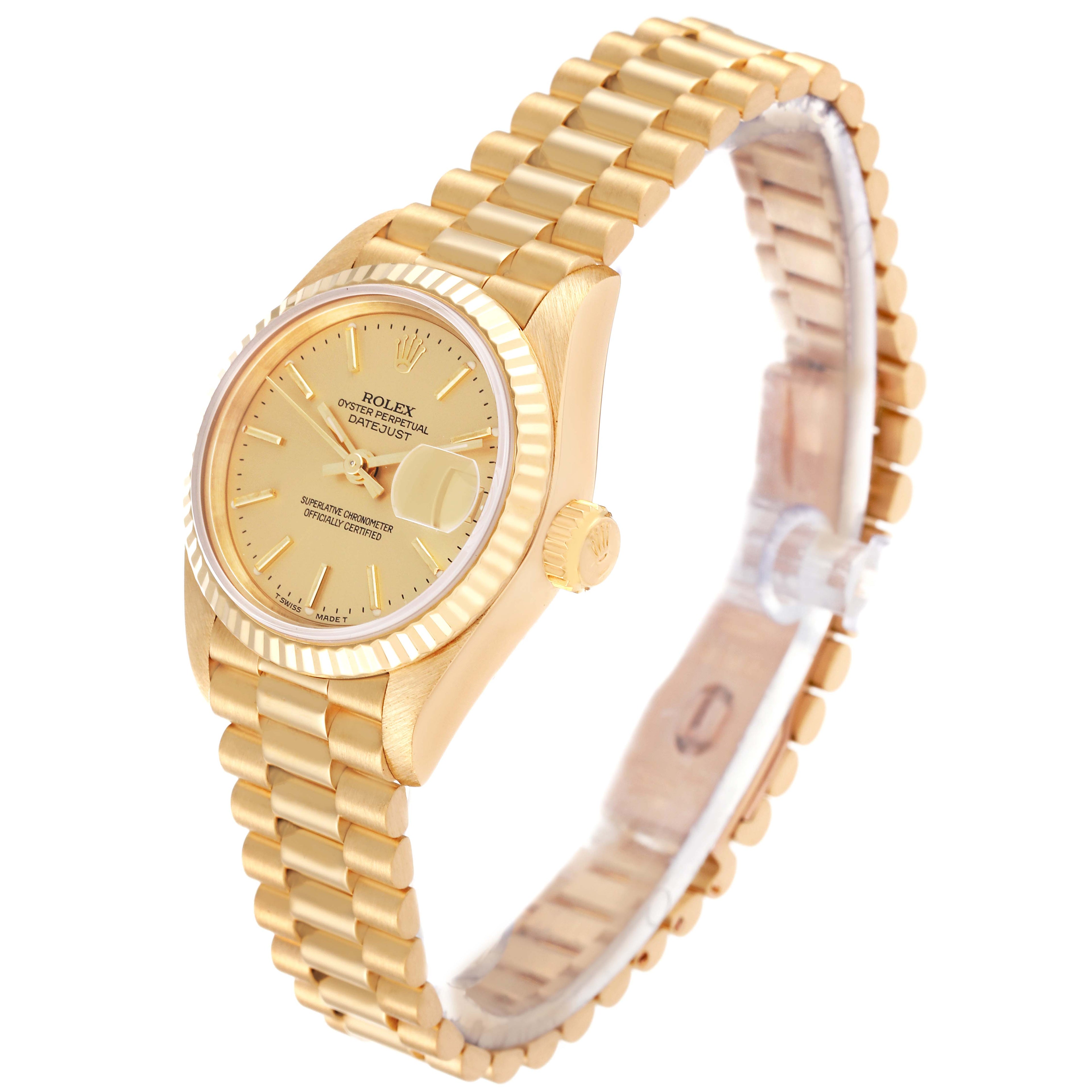 Rolex President Yellow Gold Champagne Dial Ladies Watch 69178 Box Papers