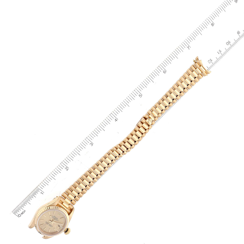 Rolex President Yellow Gold Champagne Dial Ladies Watch 69178 Box Papers