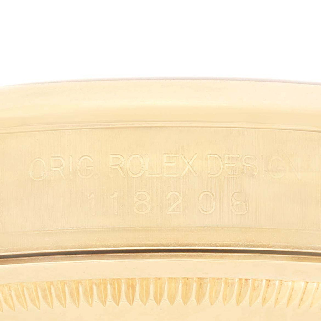 Rolex President Yellow Gold Champagne Roman Dial Mens Watch 118208 Box Papers
