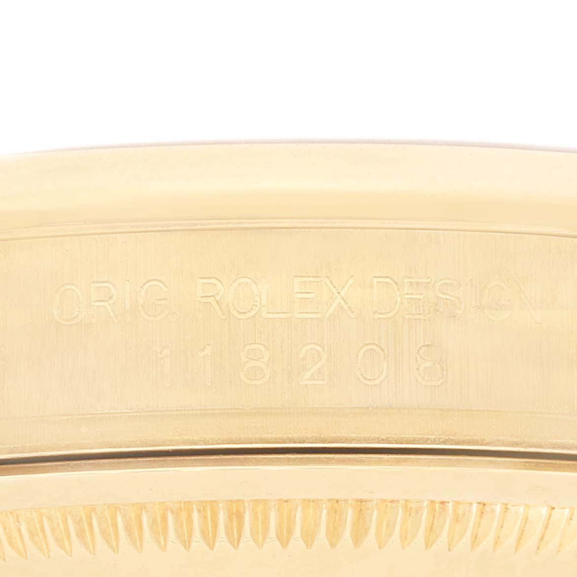 Rolex President Yellow Gold Champagne Roman Dial Mens Watch 118208 Box Papers