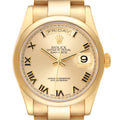 Rolex President Yellow Gold Champagne Roman Dial Mens Watch 118208 Box Papers
