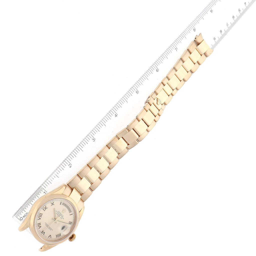 Rolex President Yellow Gold Champagne Roman Dial Mens Watch 118208 Box Papers
