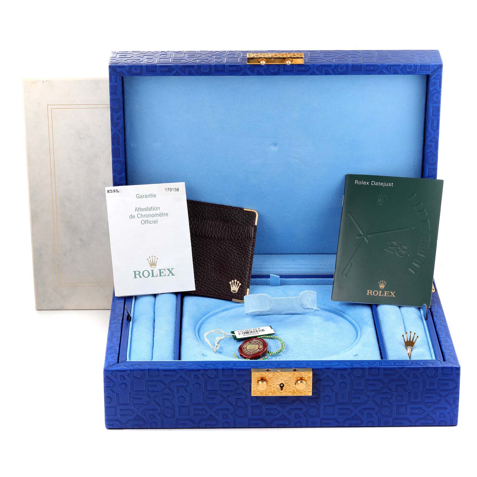 Rolex President Yellow Gold Diamond Dial Bezel Lugs Watch 179158 Box Papers