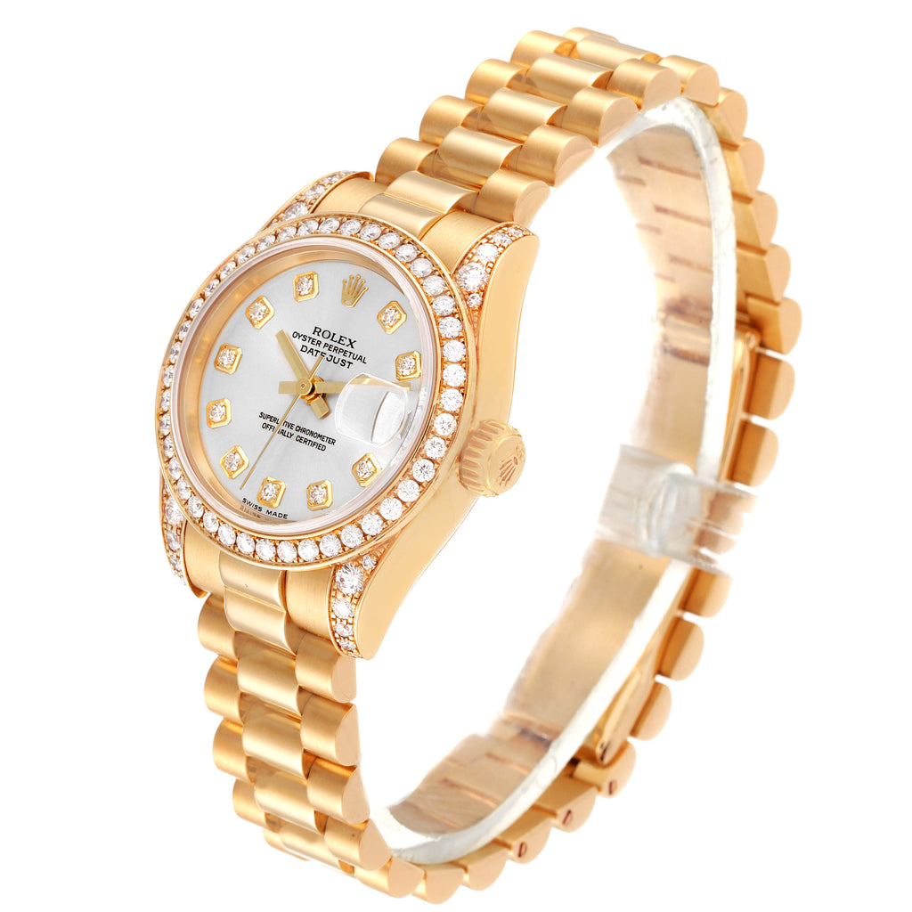 Rolex President Yellow Gold Diamond Dial Bezel Lugs Watch 179158 Box Papers