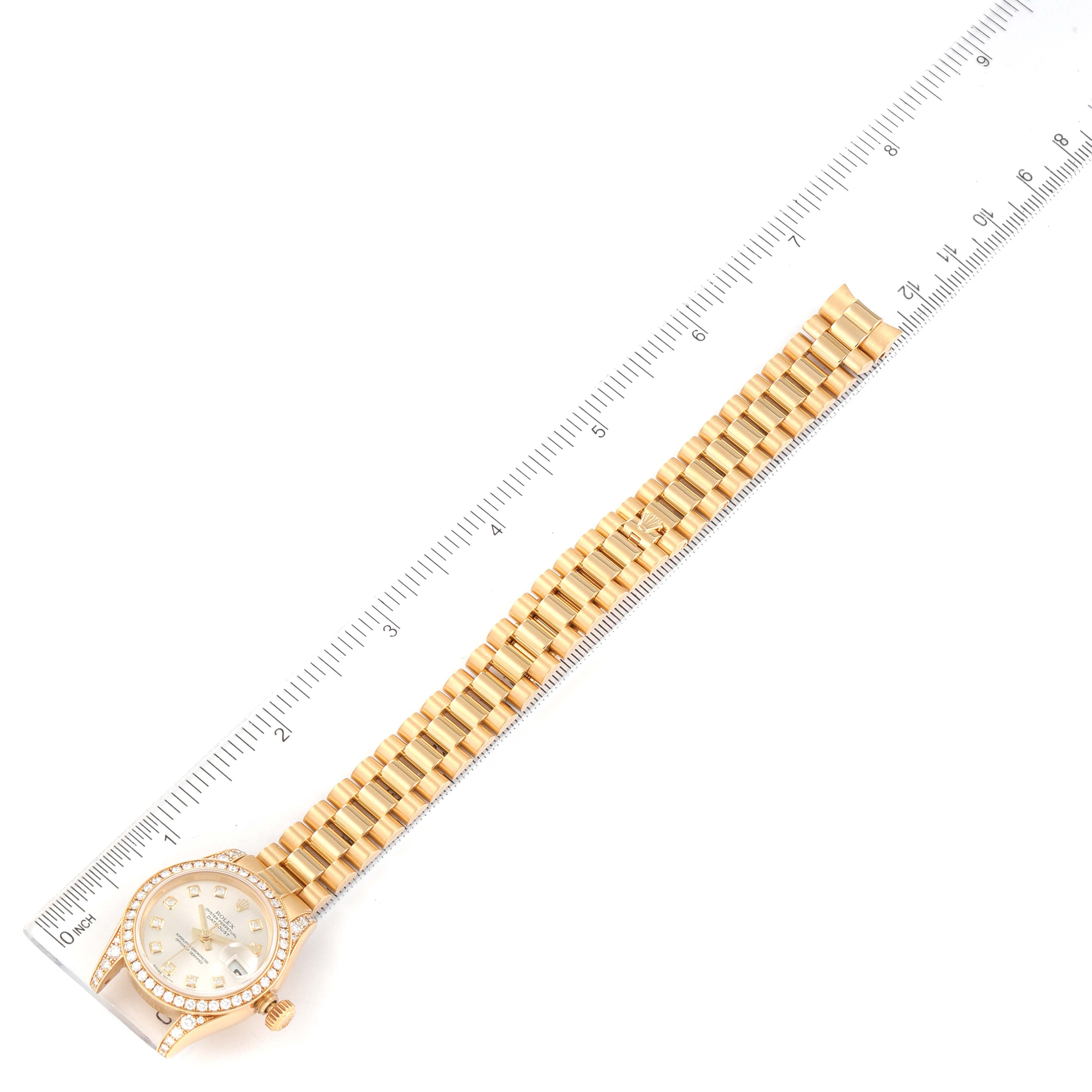Rolex President Yellow Gold Diamond Dial Bezel Lugs Watch 179158 Box Papers