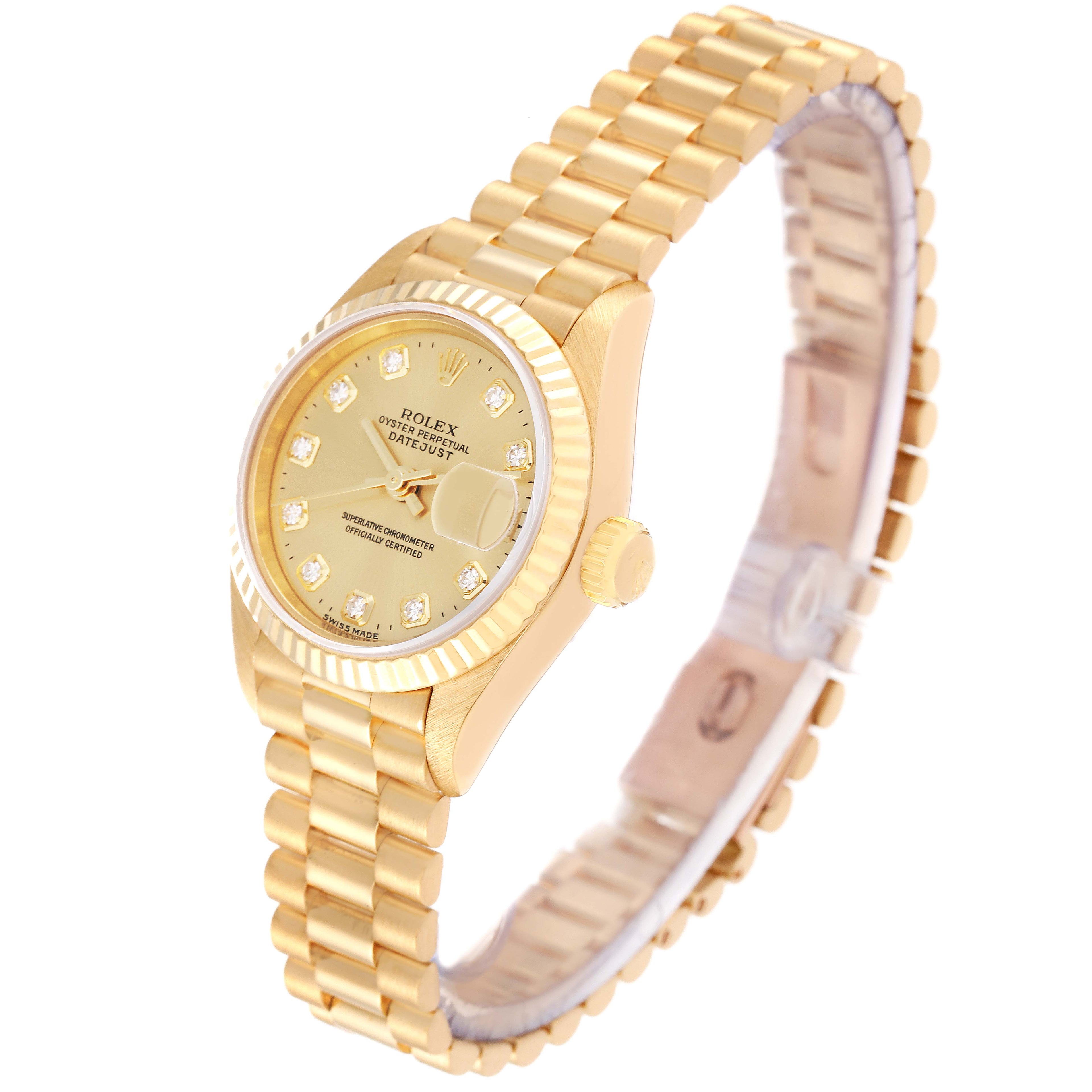 Rolex President Yellow Gold Diamond Dial Ladies Watch 69178 Box Papers