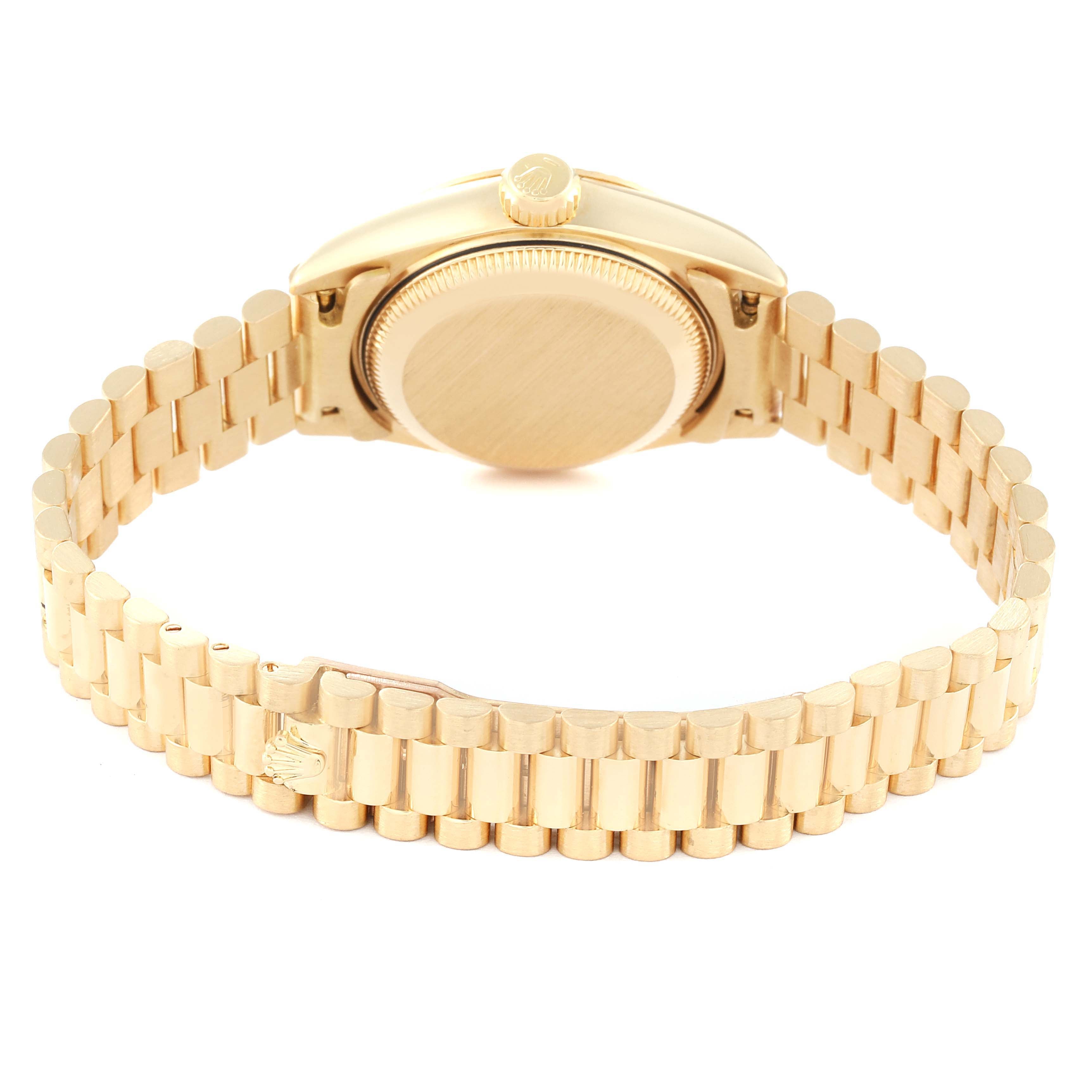 Rolex President Yellow Gold Diamond Dial Ladies Watch 69178 Box Papers