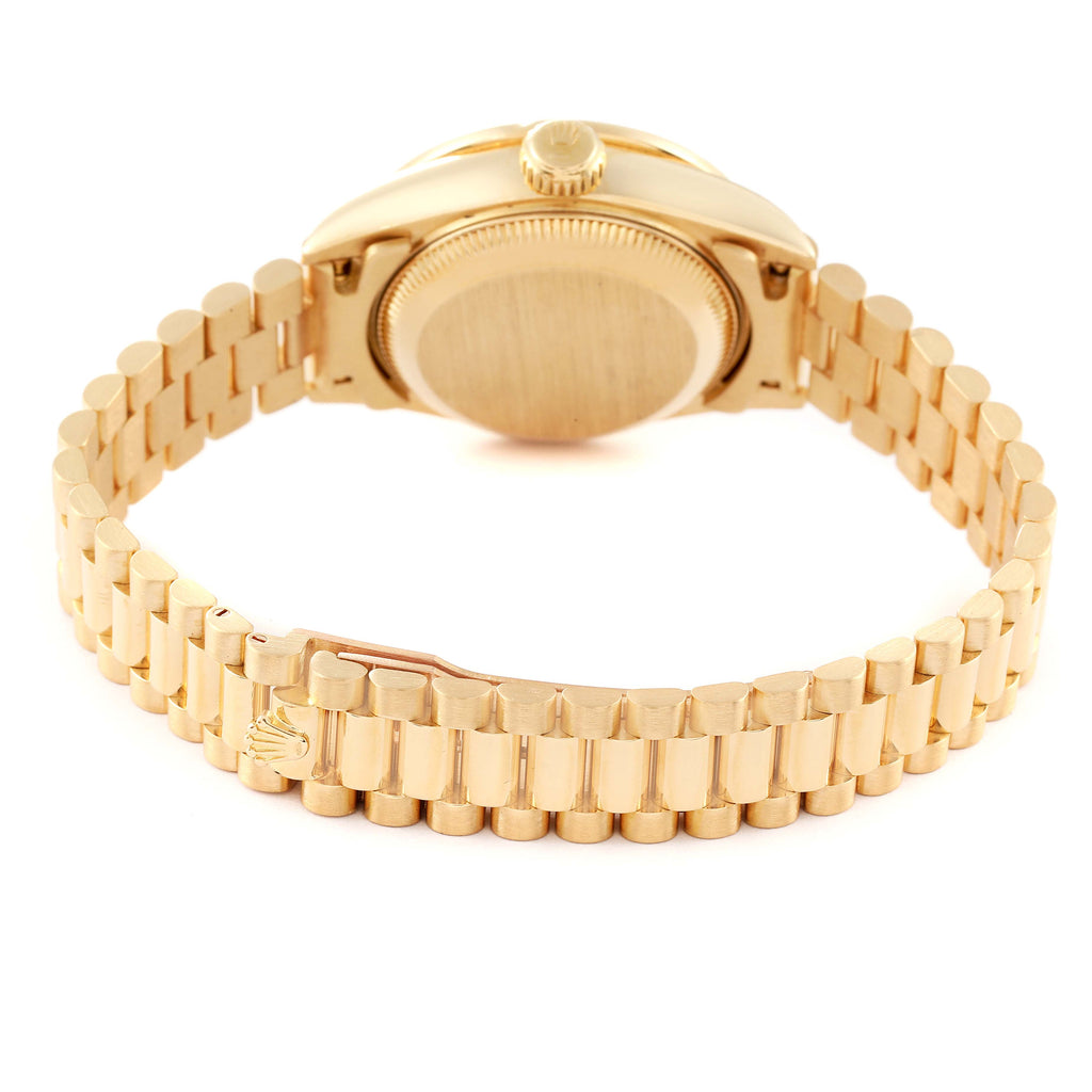 Rolex President Yellow Gold Mother of Pearl Diamond Ruby Ladies Watch 69068