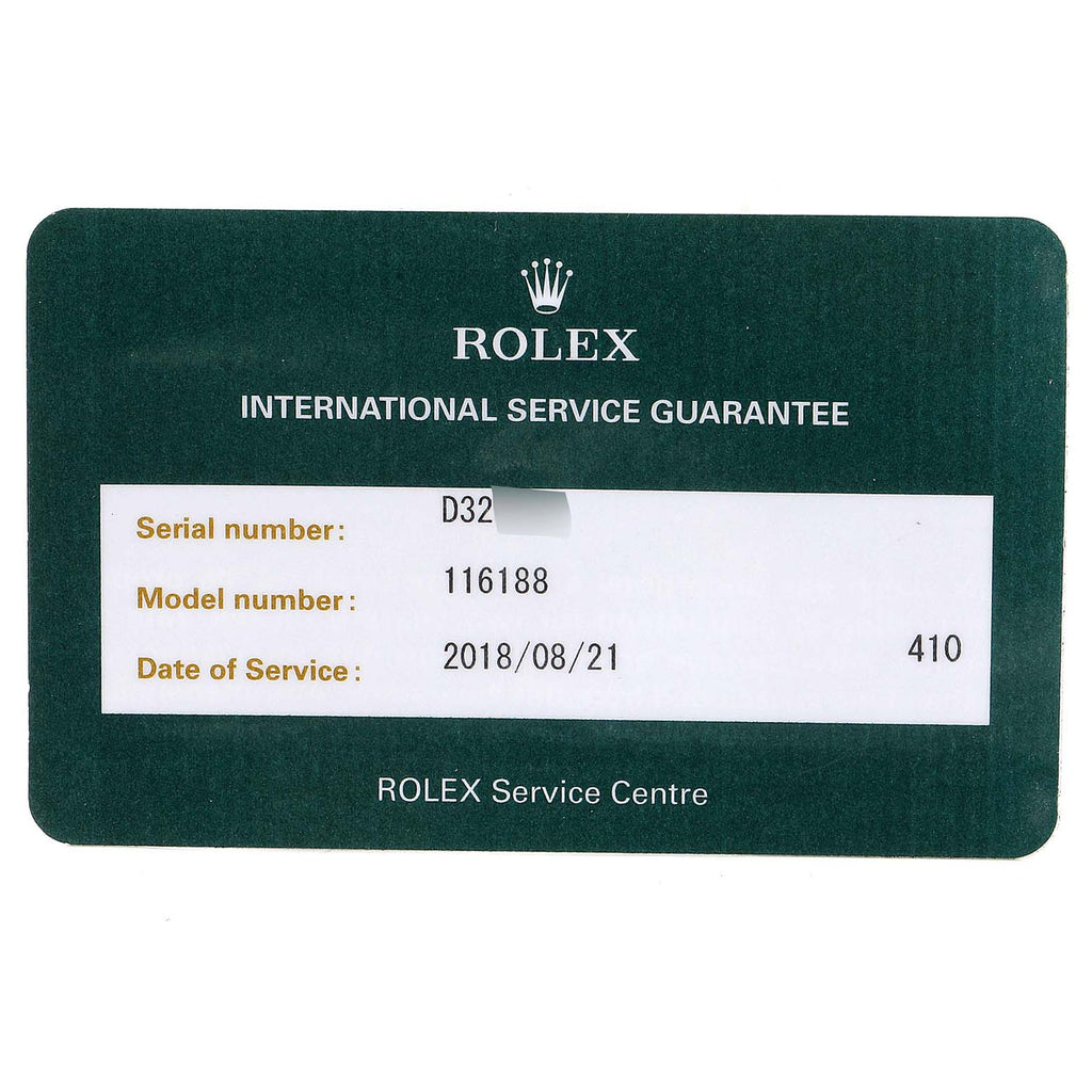 Rolex Datejust Yellow Gold Mother of Pearl Diamond Mens Watch 116188 Box Card