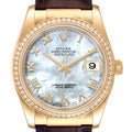 Rolex Datejust Yellow Gold Mother of Pearl Diamond Mens Watch 116188 Box Card