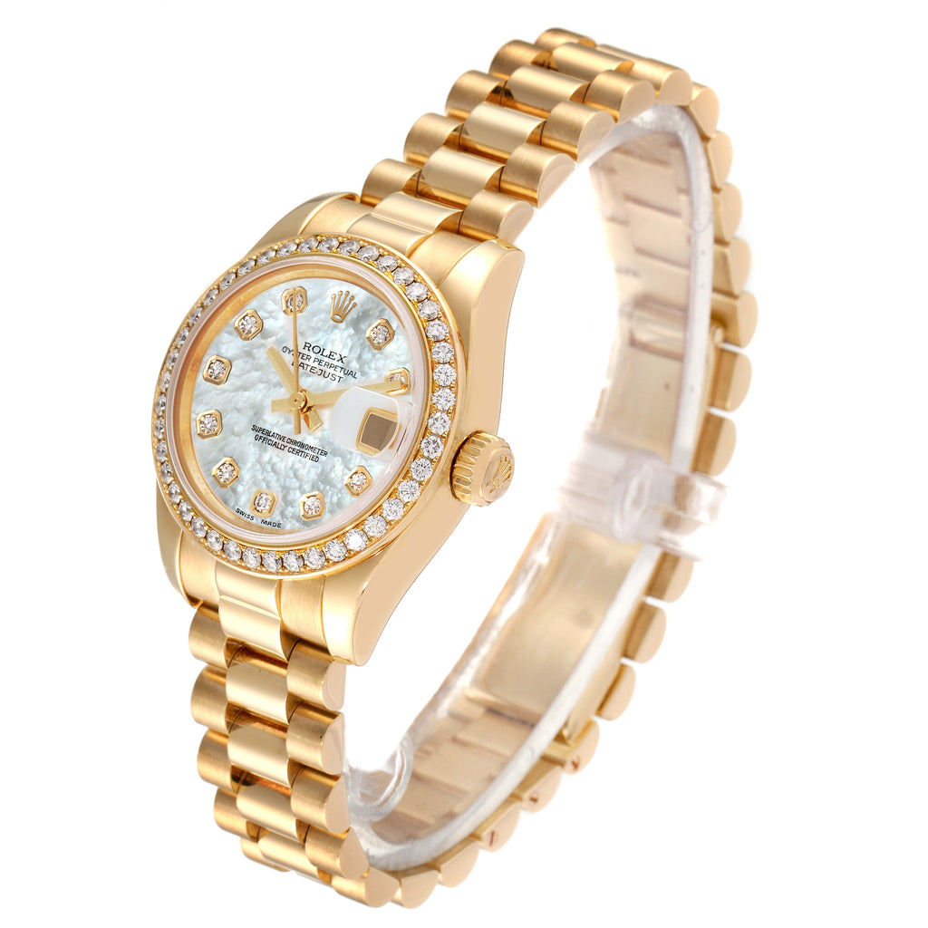 Rolex President Yellow Gold MOP Diamond Ladies Watch 179138 Box Card