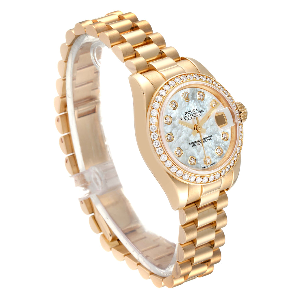 Rolex President Yellow Gold MOP Diamond Ladies Watch 179138 Box Card