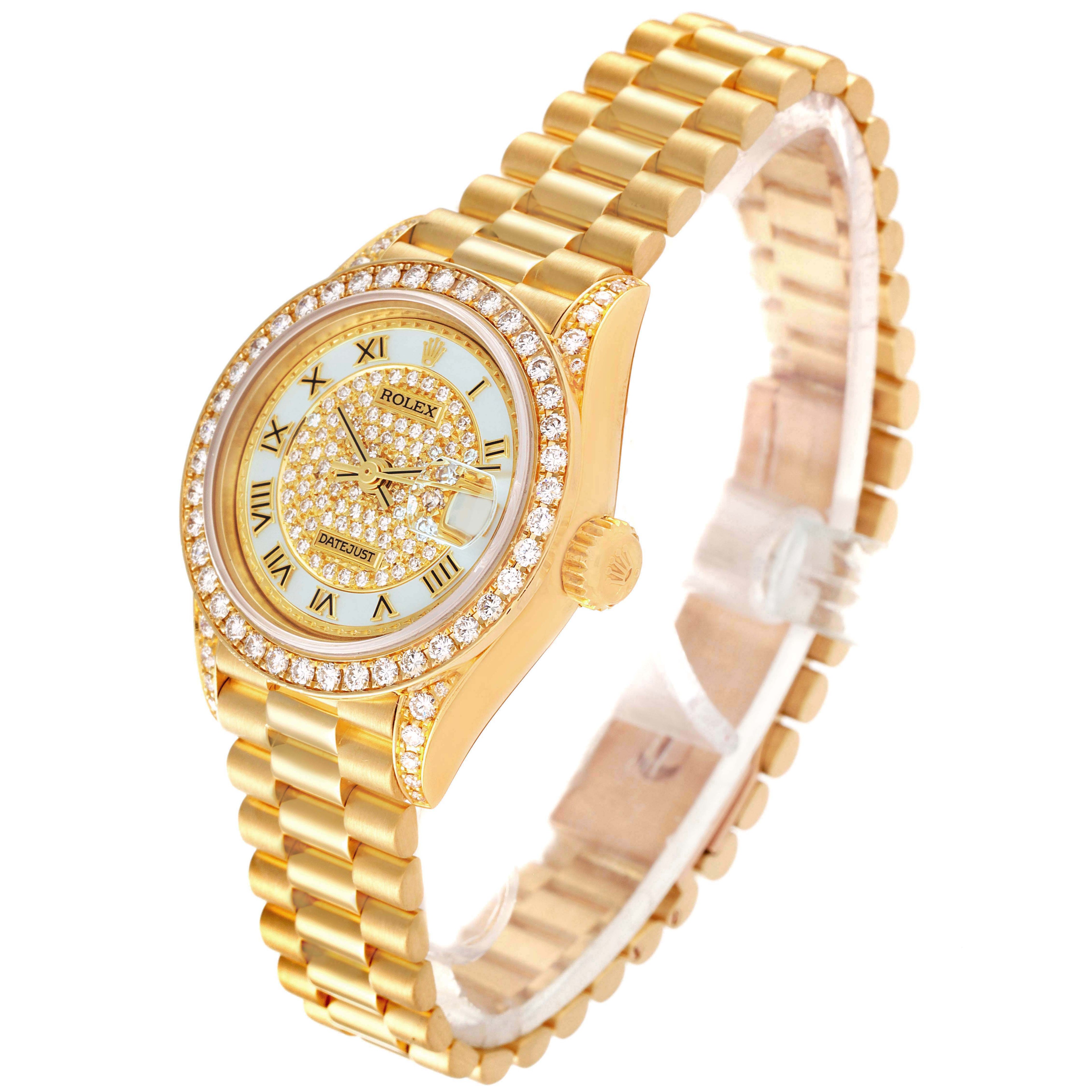 Rolex President Yellow Gold MOP Diamond Ladies Watch 69158