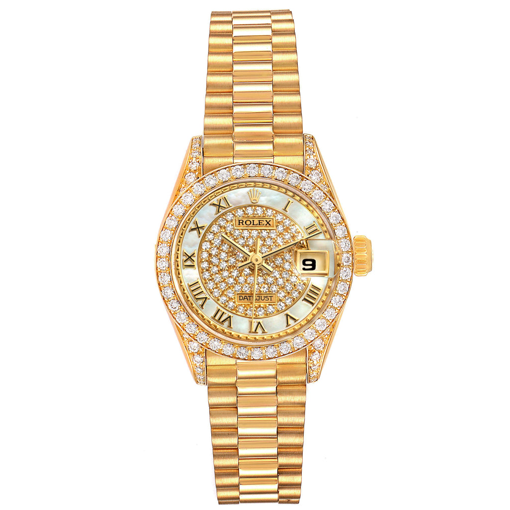 Rolex President Yellow Gold MOP Diamond Ladies Watch 69158