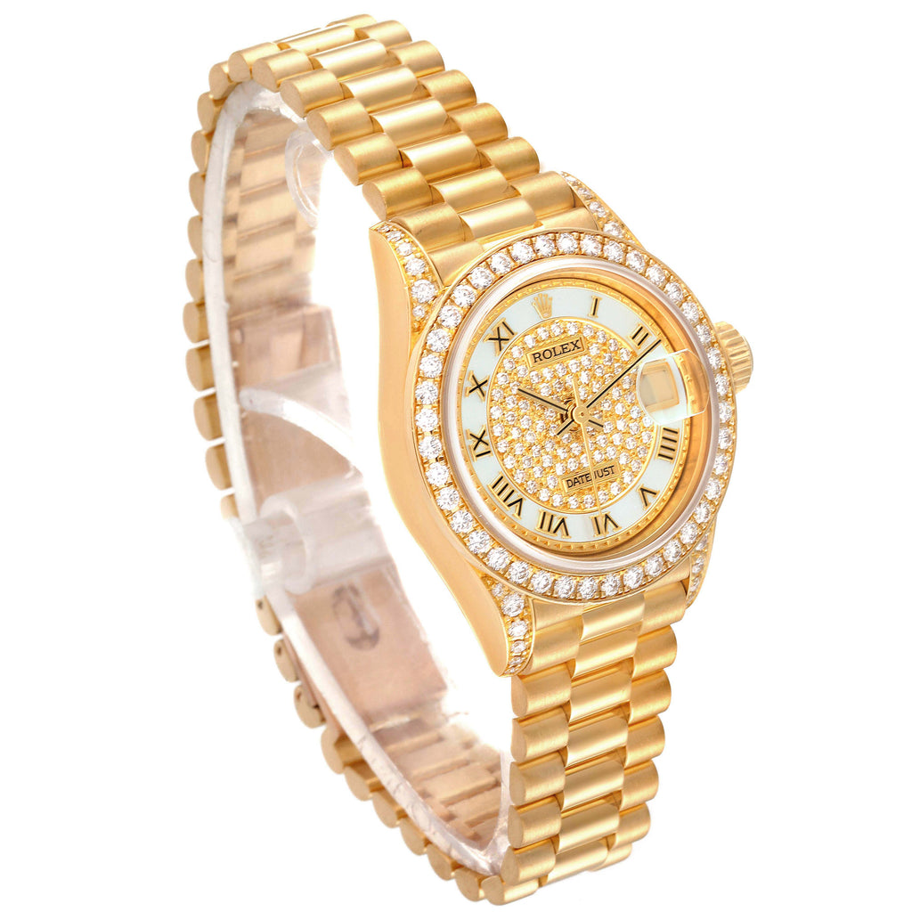 Rolex President Yellow Gold MOP Diamond Ladies Watch 69158