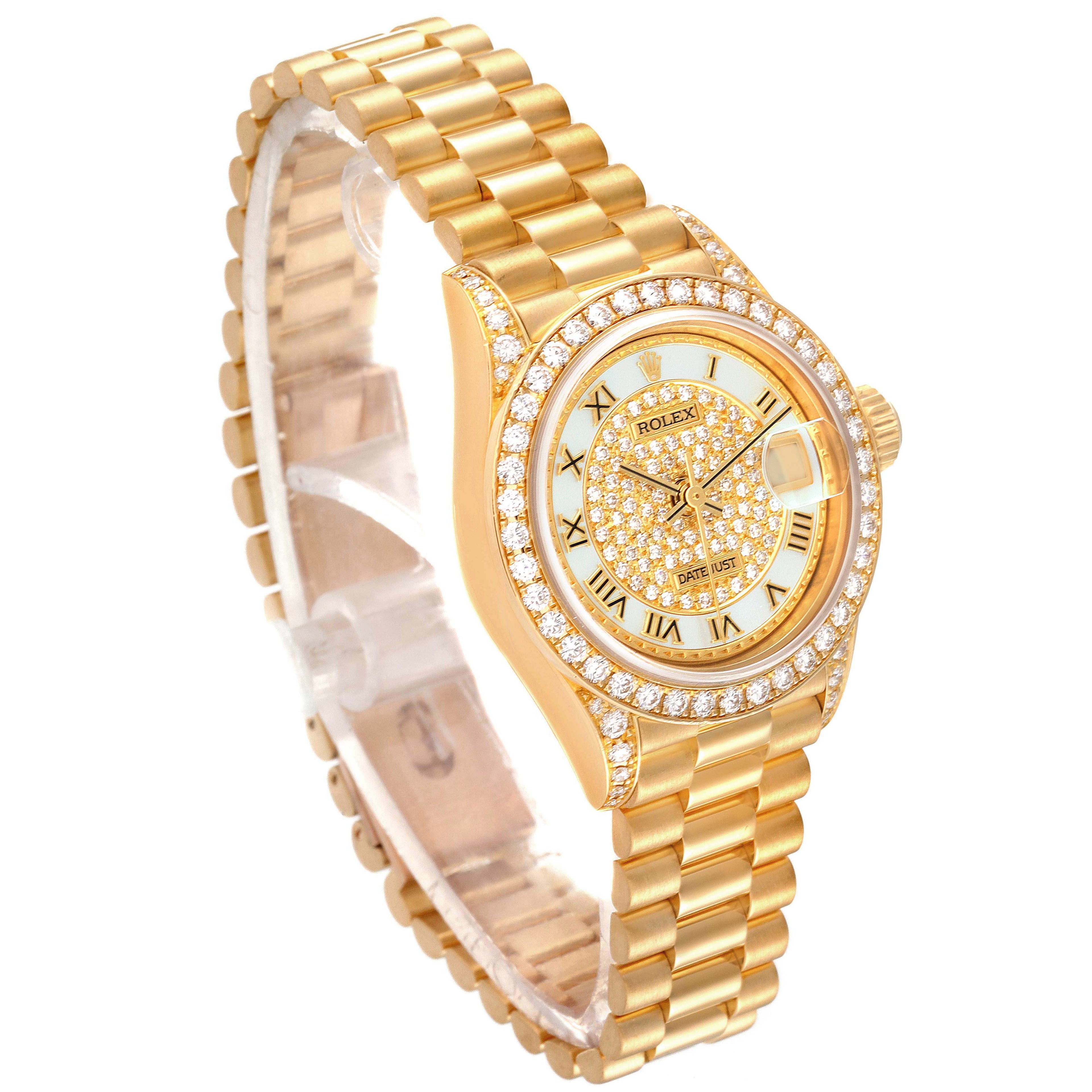 Rolex President Yellow Gold MOP Diamond Ladies Watch 69158