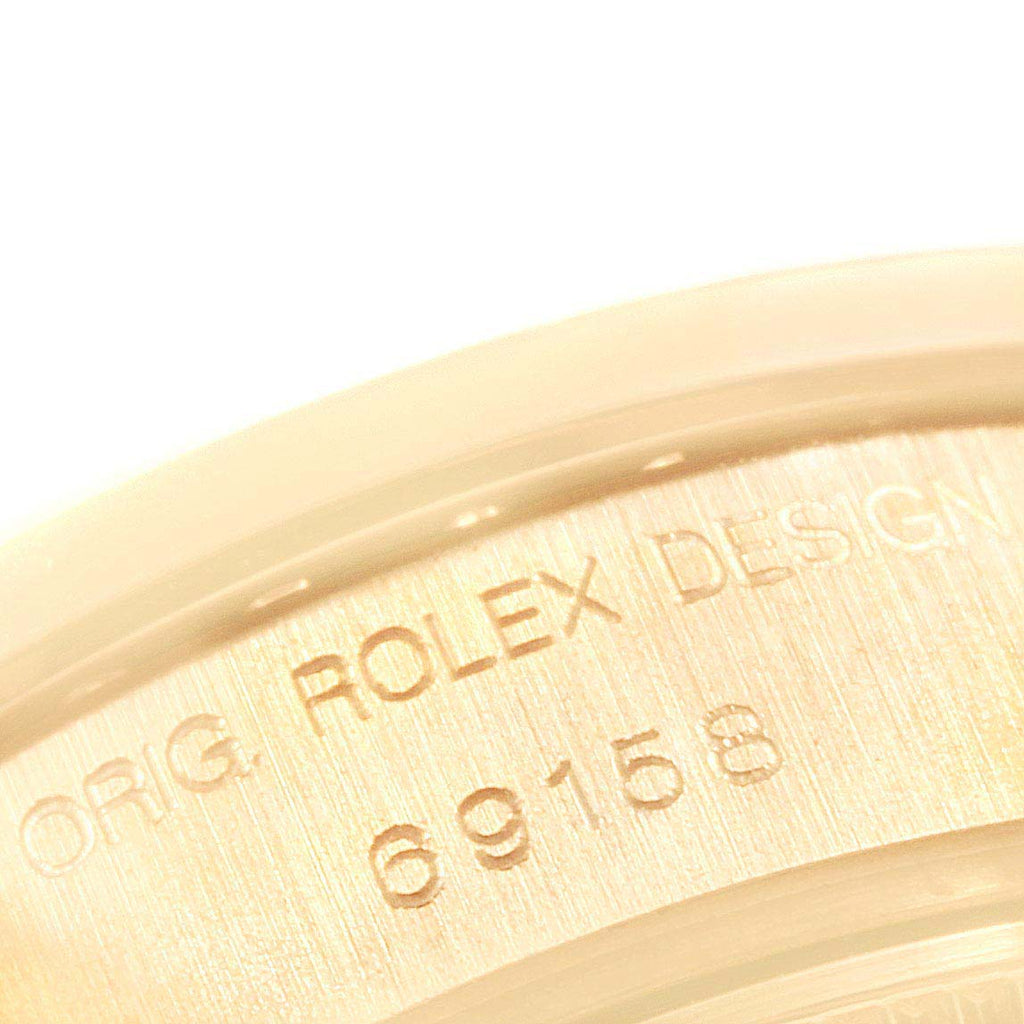 Rolex President Yellow Gold MOP Diamond Ladies Watch 69158 Box Papers