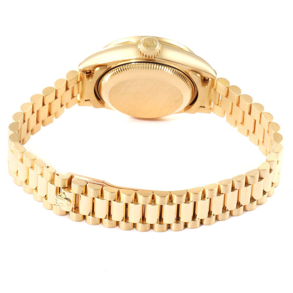 Rolex President Yellow Gold MOP Diamond Ladies Watch 69158 Box Papers