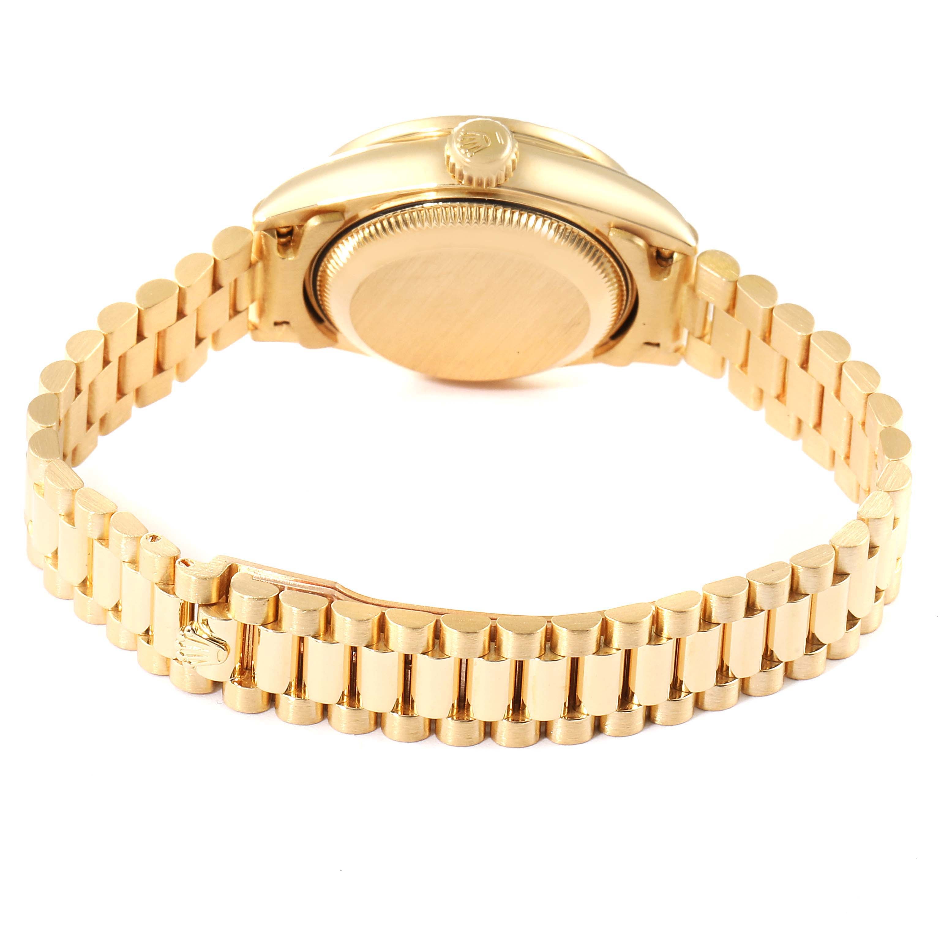 Rolex President Yellow Gold MOP Diamond Ladies Watch 69158 Box Papers