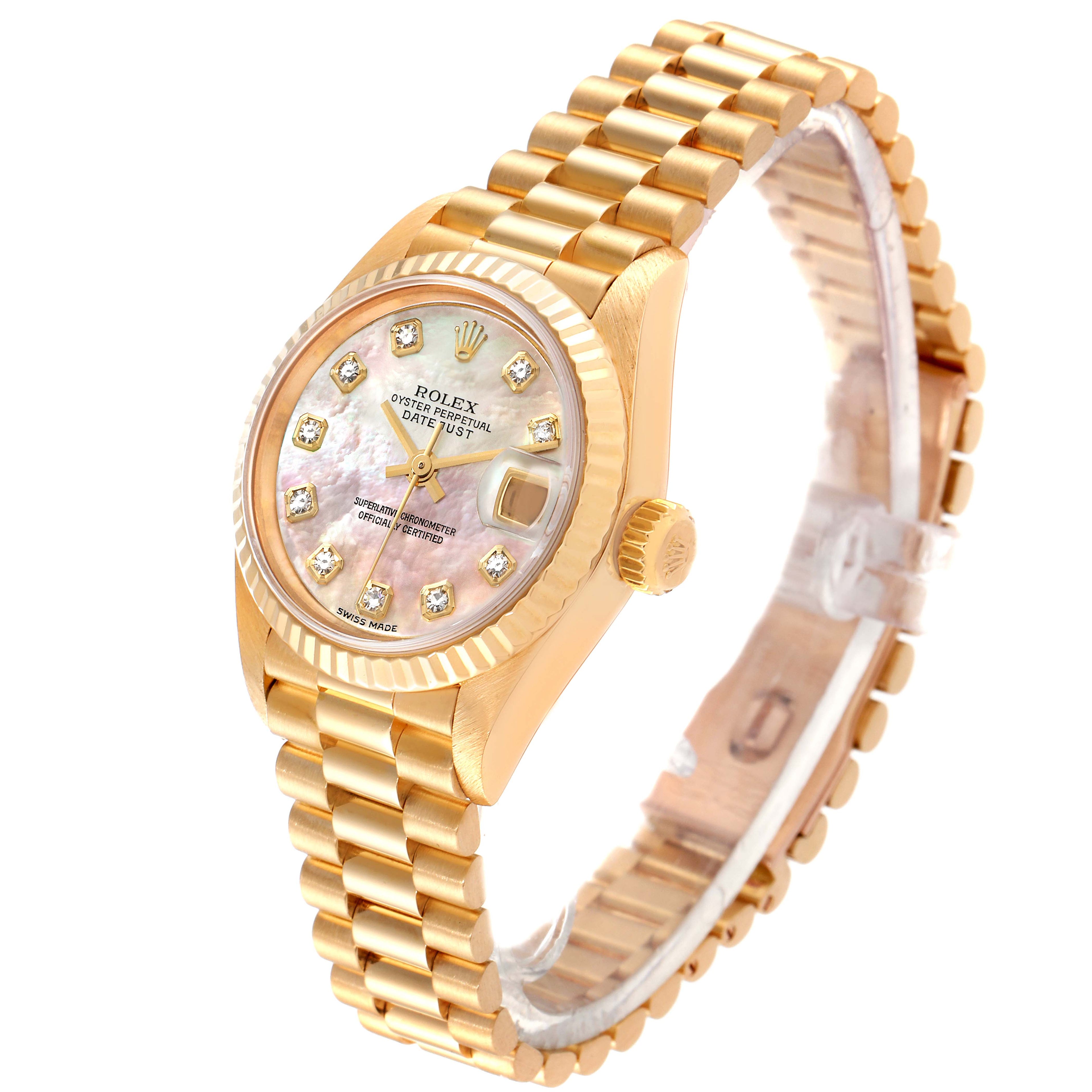 Rolex President Yellow Gold MOP Diamond Ladies Watch 79178