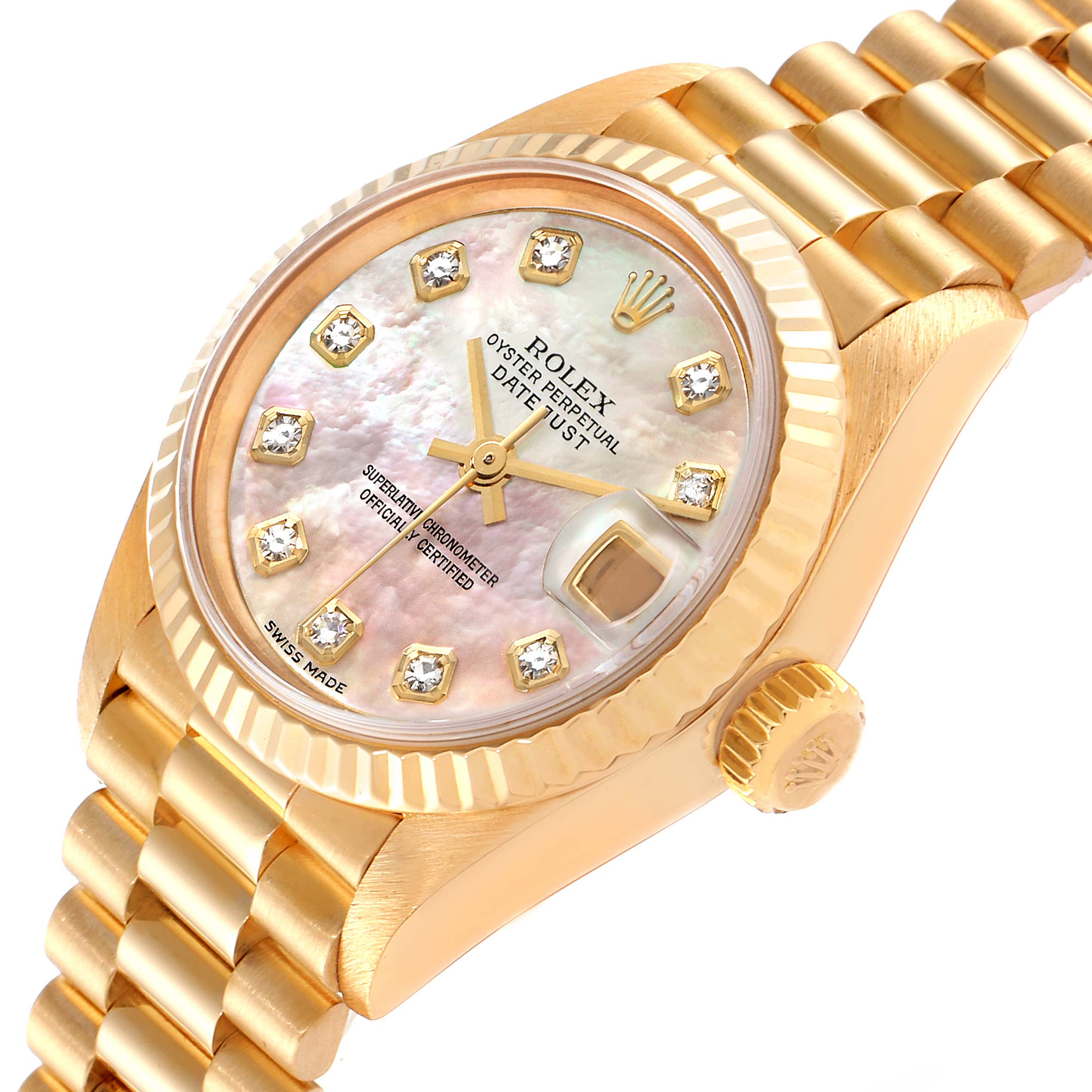 Rolex President Yellow Gold MOP Diamond Ladies Watch 79178