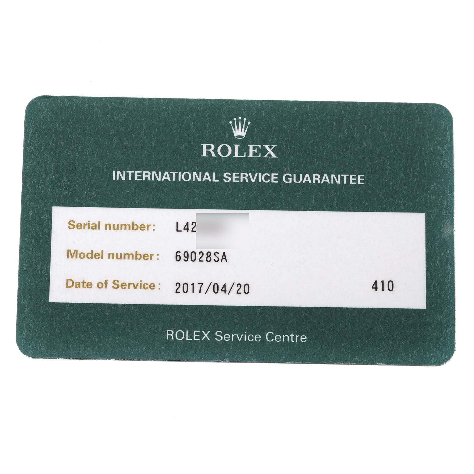 Rolex President Yellow Gold Mother of Pearl Diamond Sapphire Ladies Watch 69028 Box Service Card