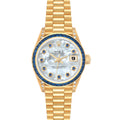 Rolex President Yellow Gold Mother of Pearl Diamond Sapphire Ladies Watch 69028 Box Service Card