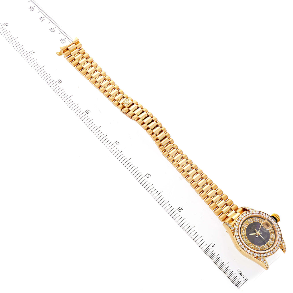 Rolex President Yellow Gold Myriad Diamond Ladies Watch 69158