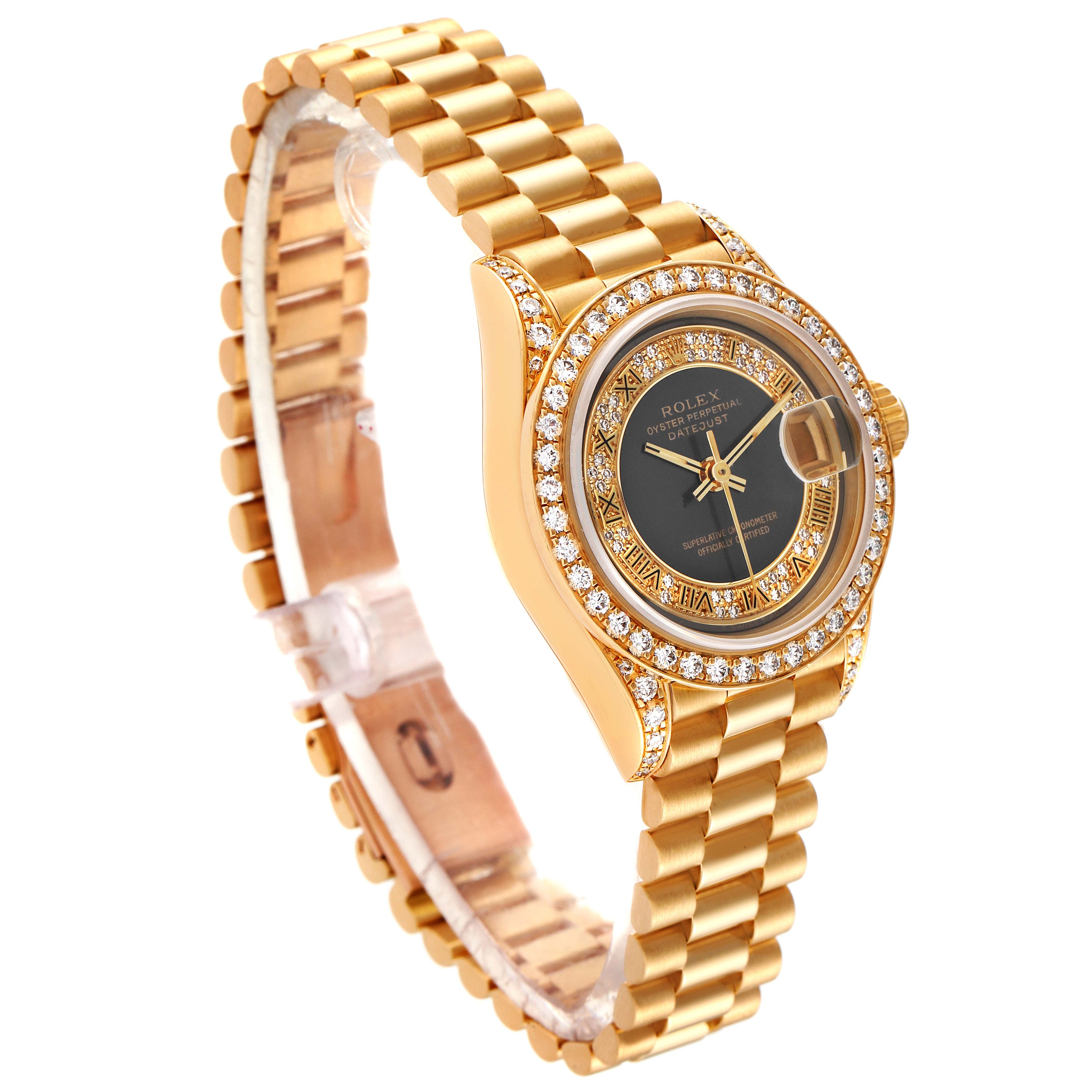Rolex President Yellow Gold Myriad Diamond Ladies Watch 69158