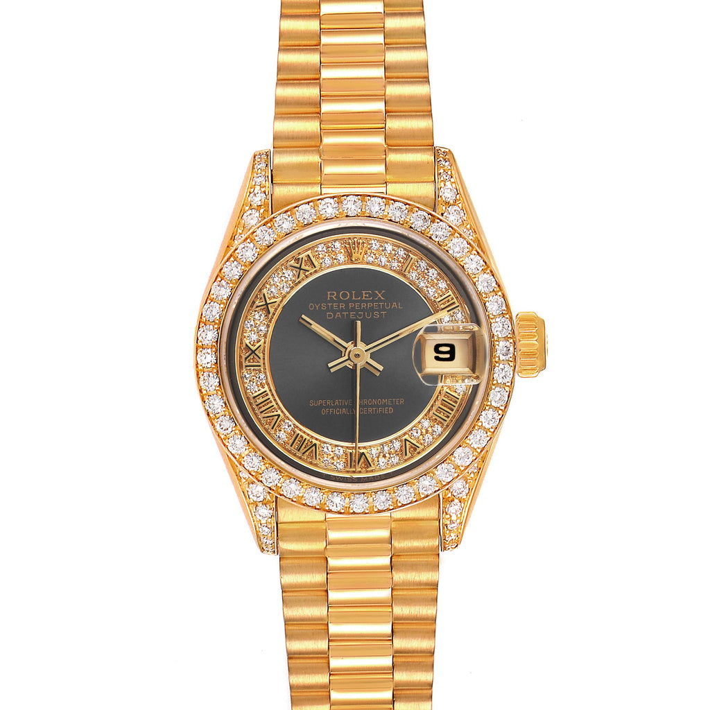 Rolex President Yellow Gold Myriad Diamond Ladies Watch 69158