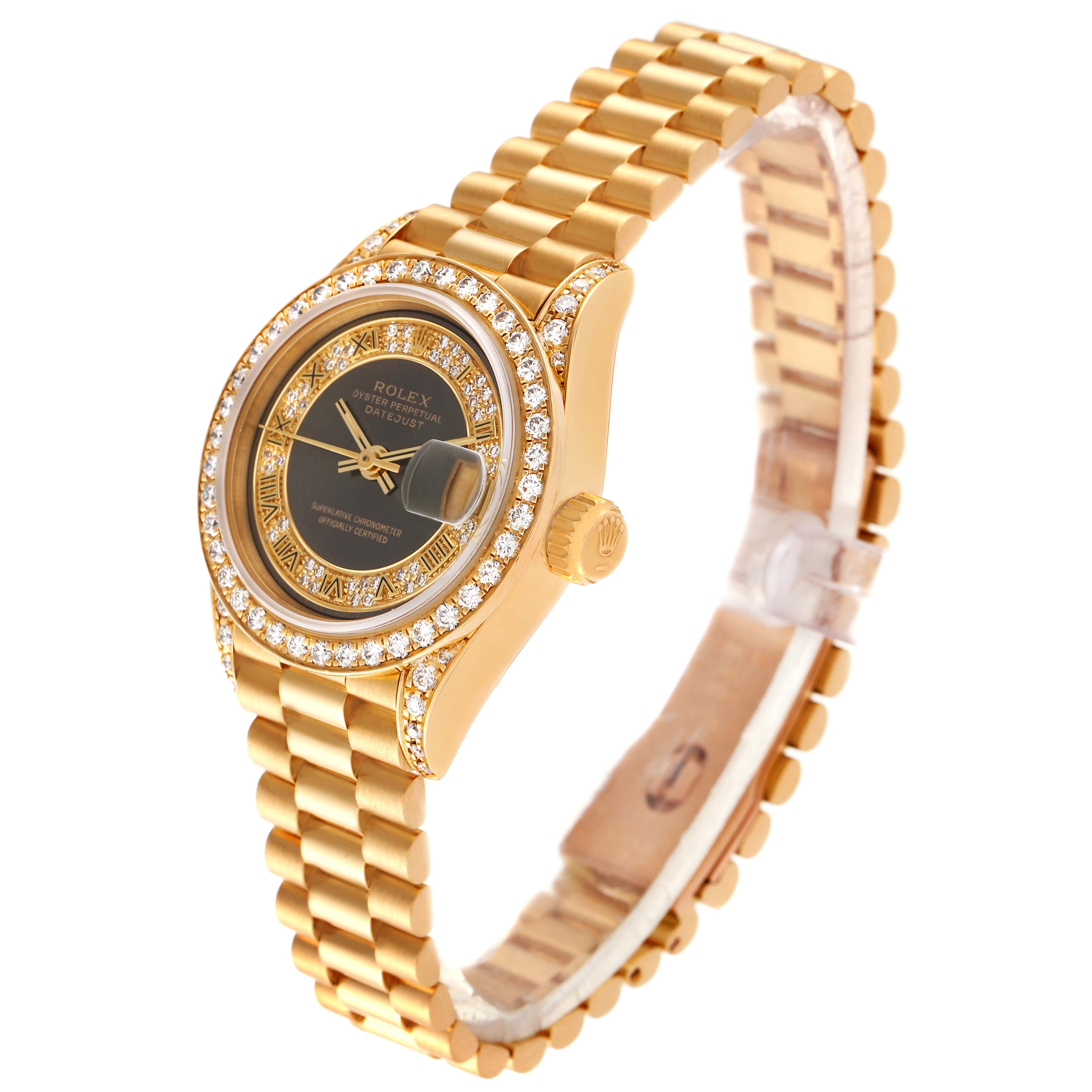 Rolex President Yellow Gold Myriad Diamond Ladies Watch 69158