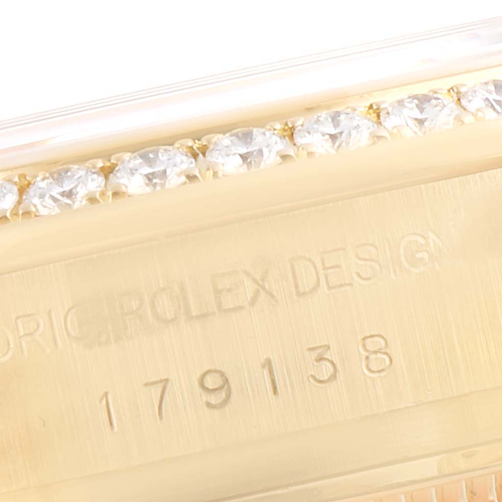 Rolex President Yellow Gold Silver Dial Diamond Ladies Watch 179138