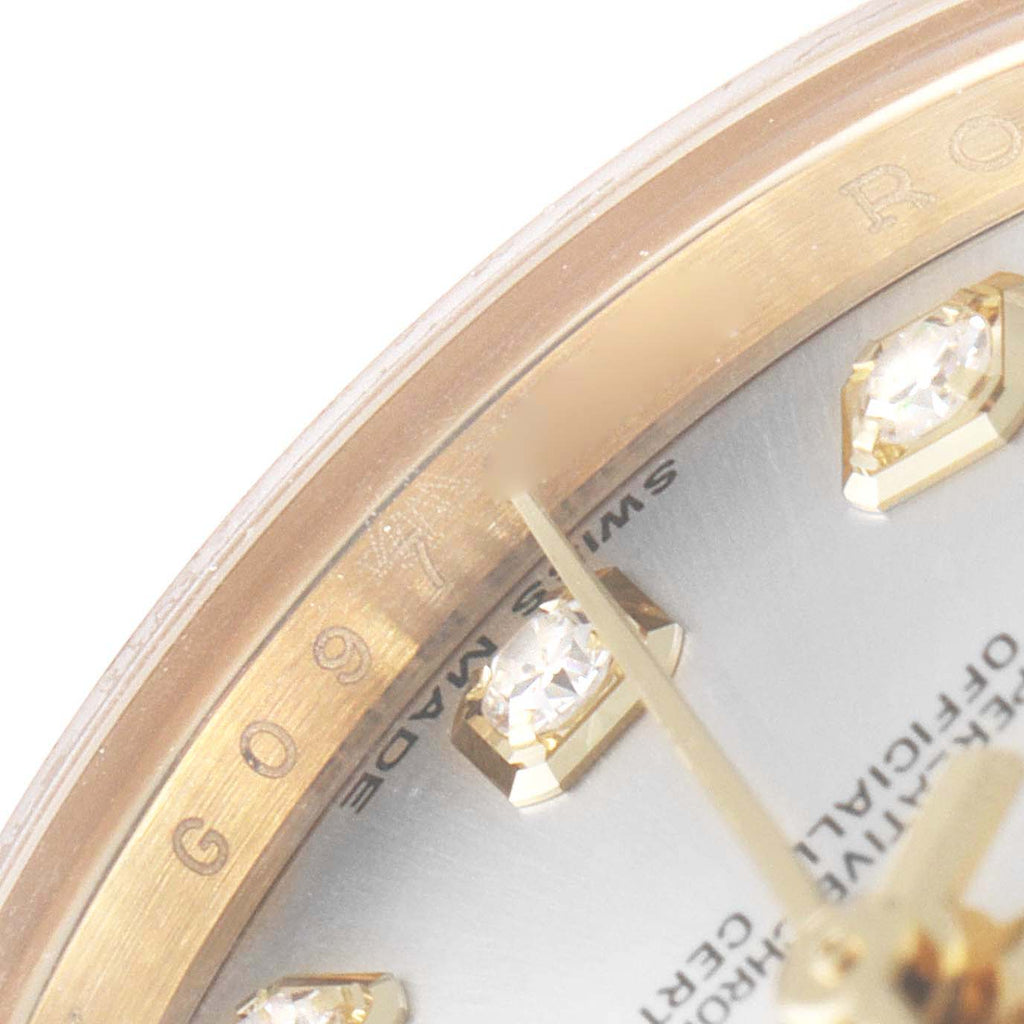 Rolex President Yellow Gold Silver Dial Diamond Ladies Watch 179138