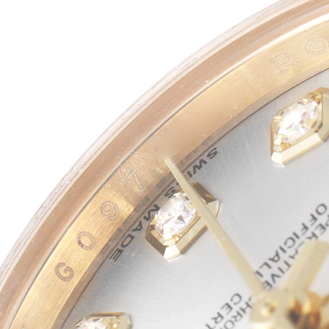 Rolex President Yellow Gold Silver Dial Diamond Ladies Watch 179138