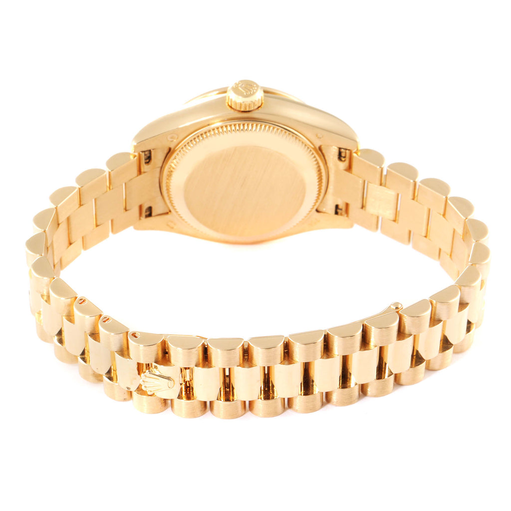 Rolex President Yellow Gold Silver Dial Diamond Ladies Watch 179138