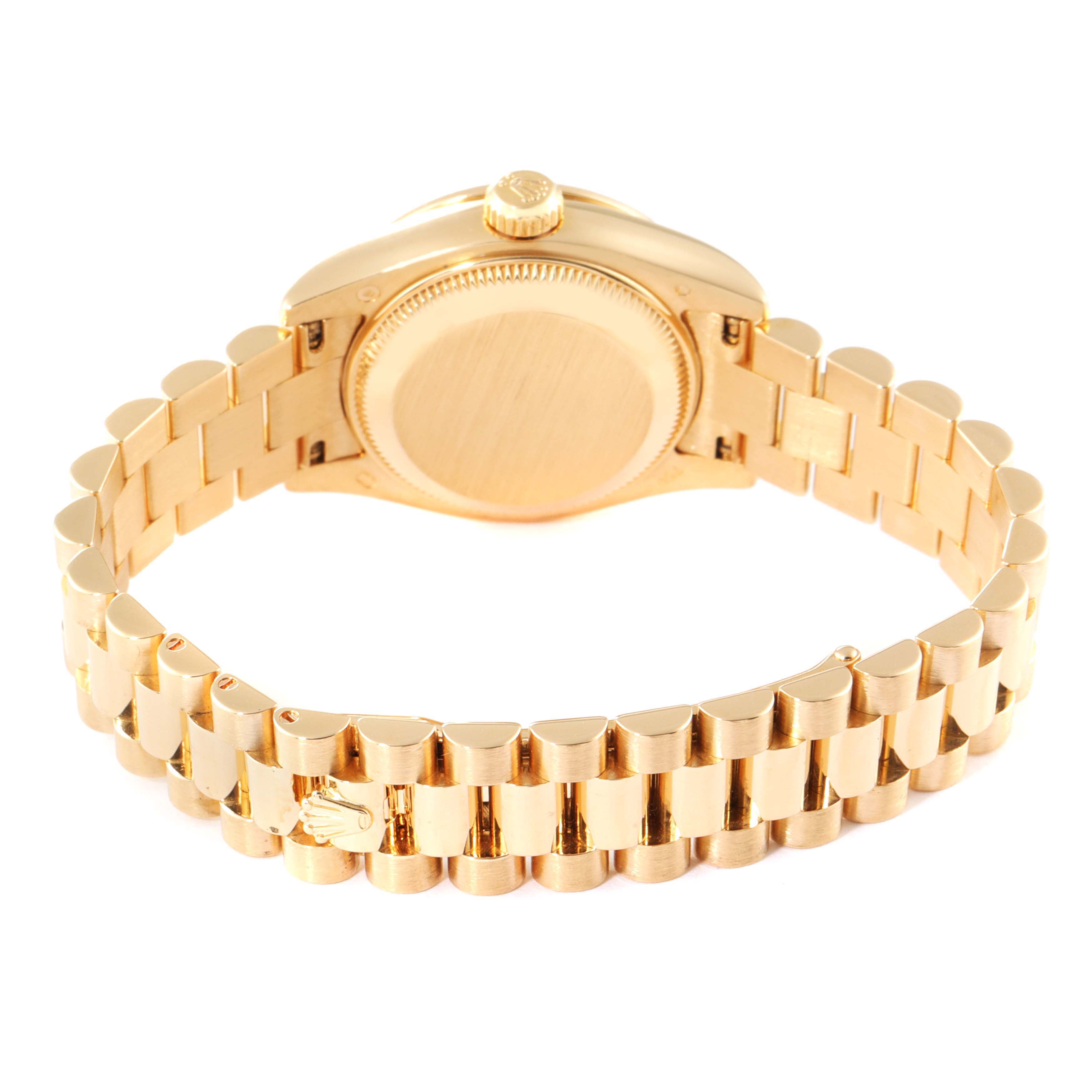 Rolex President Yellow Gold Silver Dial Diamond Ladies Watch 179138
