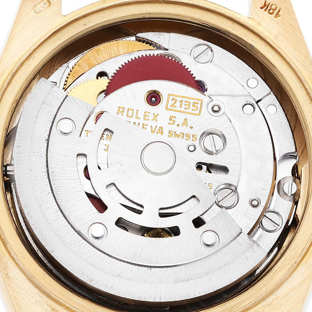 Rolex President Yellow Gold String Diamond Ruby Dial Ladies Watch 69158