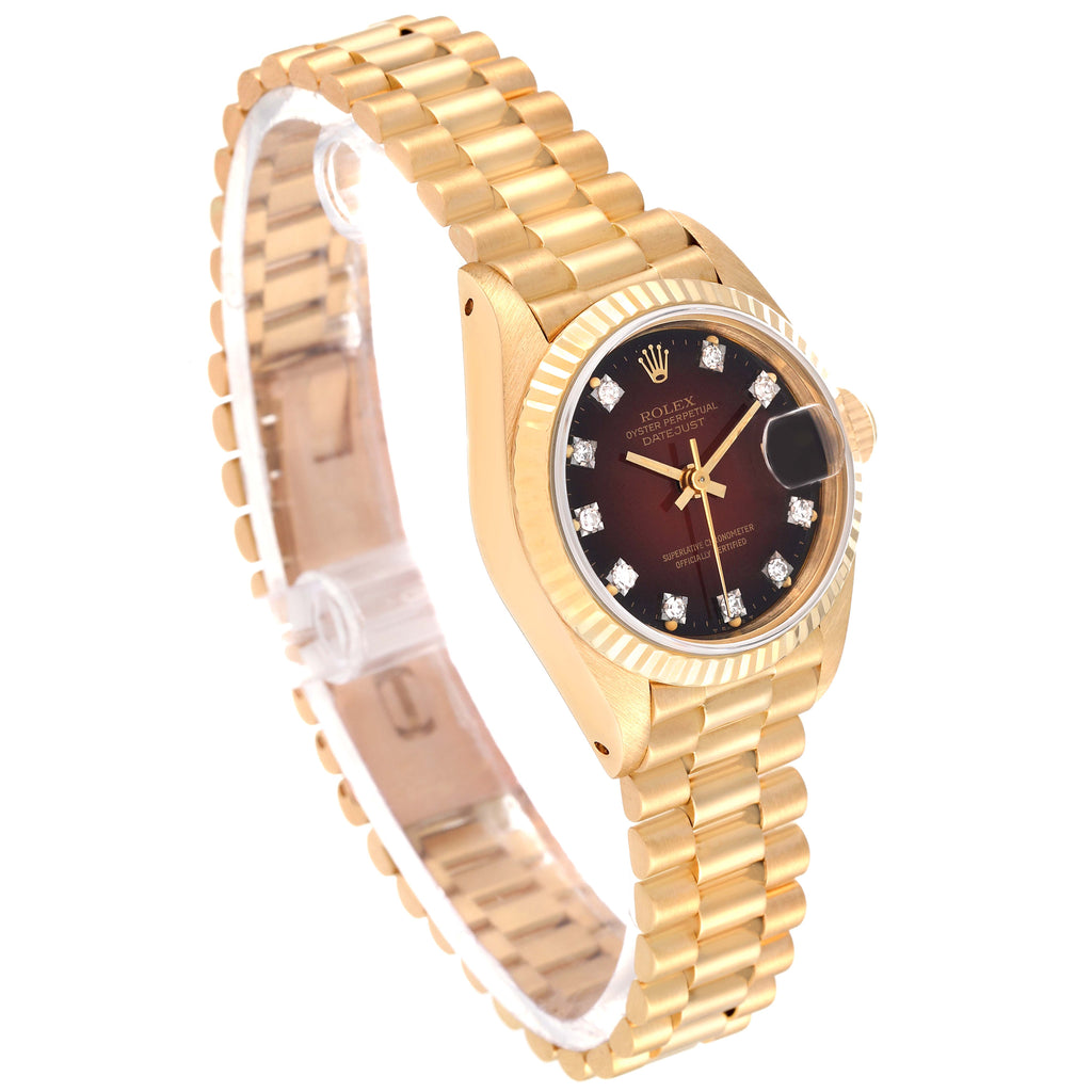Rolex President Yellow Gold Vignette Diamond Dial Ladies Watch 69178