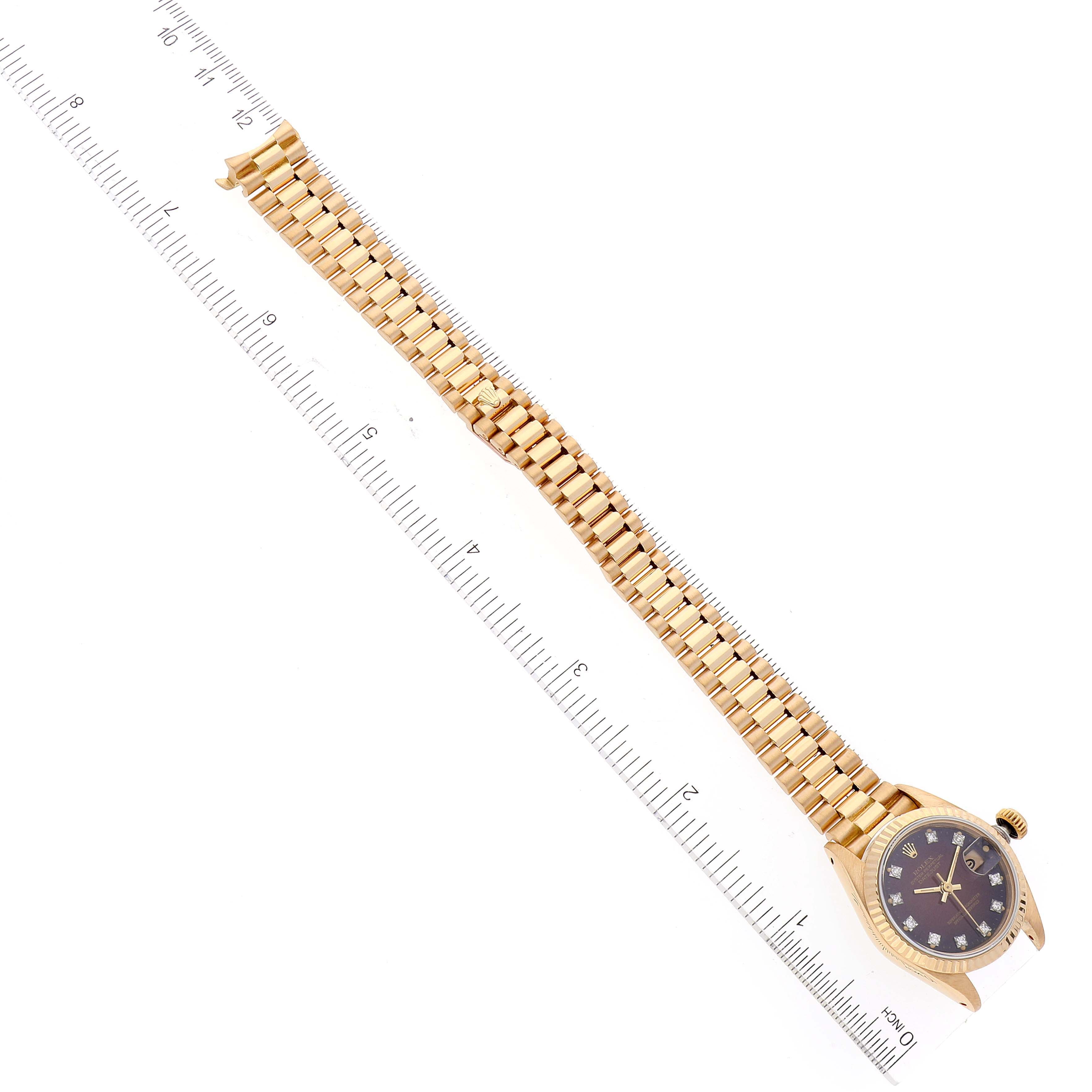 Rolex President Yellow Gold Vignette Diamond Dial Ladies Watch 69178