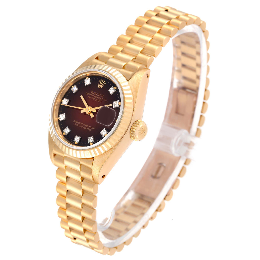 Rolex President Yellow Gold Vignette Diamond Dial Ladies Watch 69178