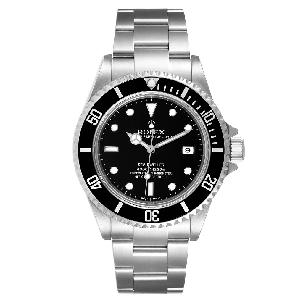 Rolex Seadweller 4000 Black Dial Bezel Steel Mens Watch 16600 Box Card