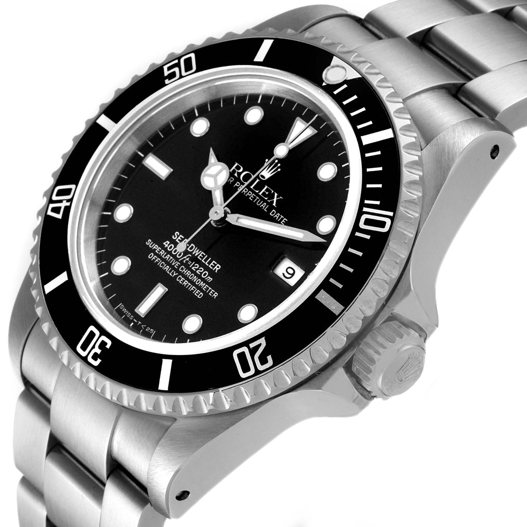 Rolex Seadweller 4000 Black Dial Bezel Steel Mens Watch 16600 Box Papers