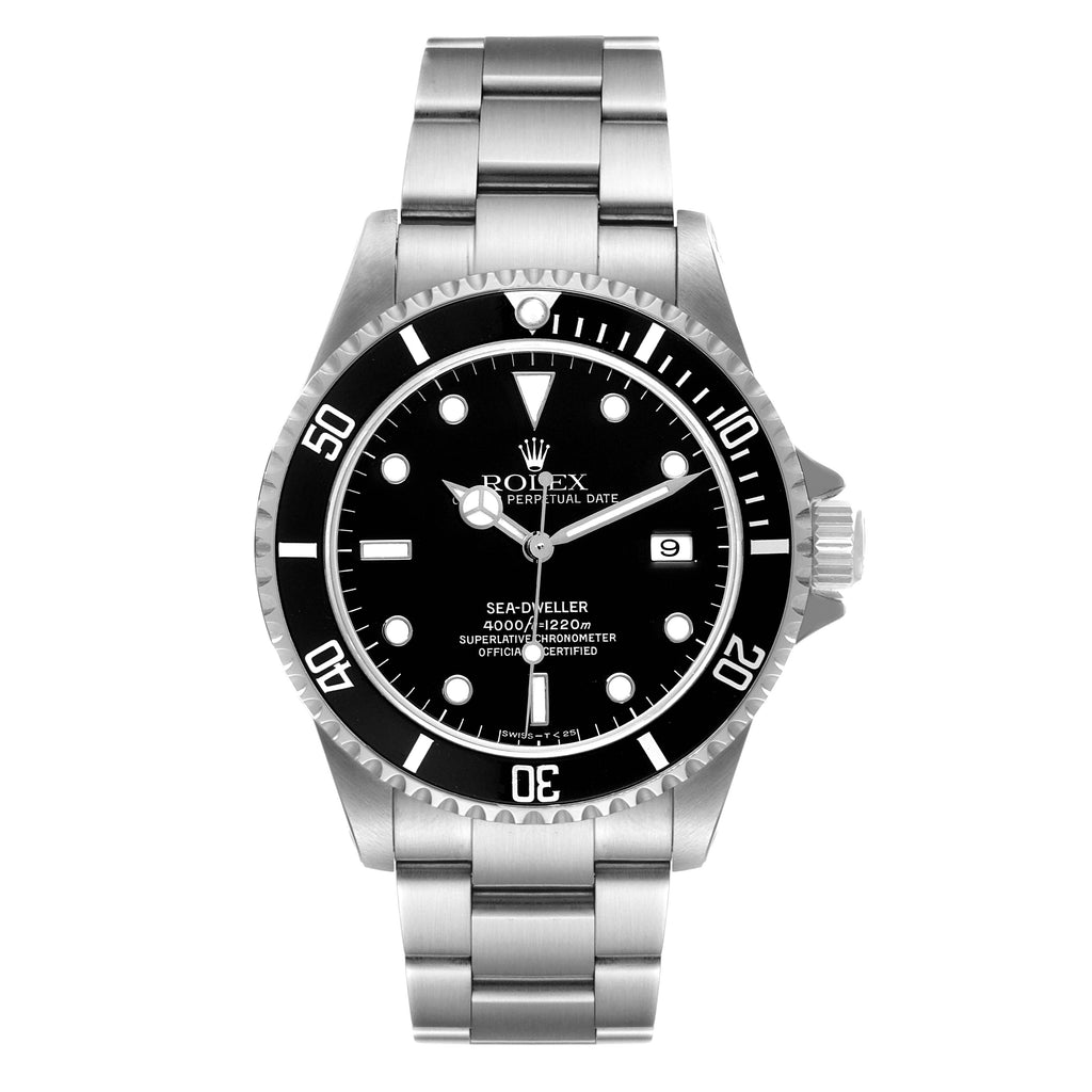 Rolex Seadweller 4000 Black Dial Bezel Steel Mens Watch 16600 Box Papers