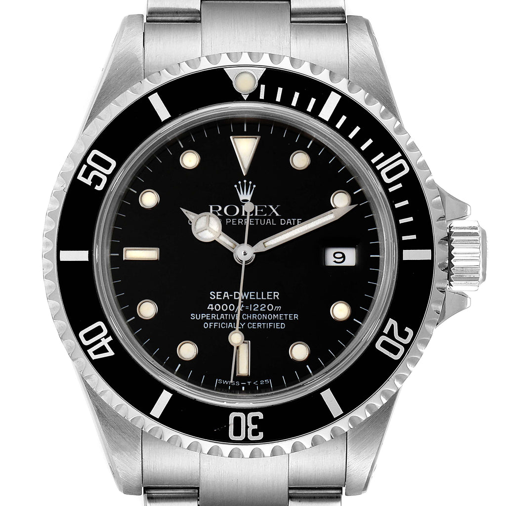 Rolex Seadweller 4000 Black Dial Steel Mens Watch 16600 Box