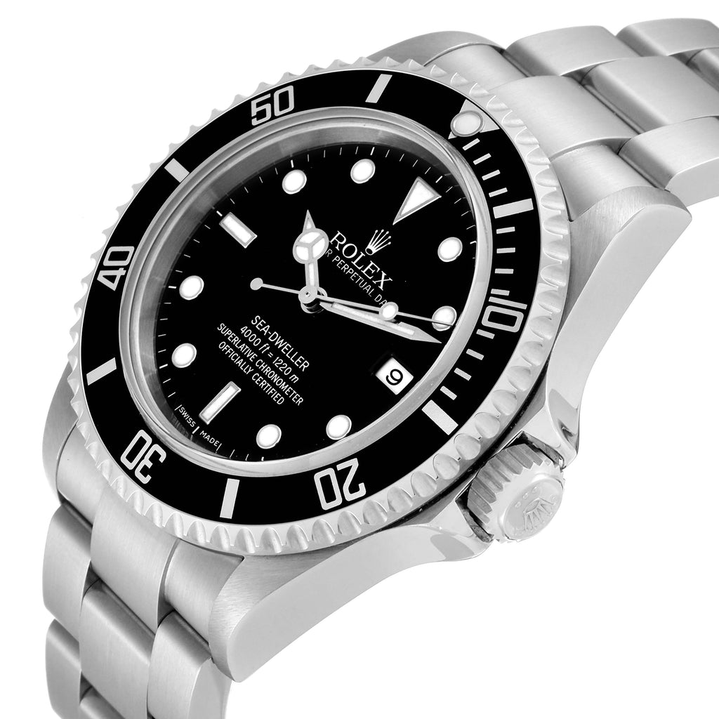 Rolex Seadweller 4000 Black Dial Steel Mens Watch 16600 Box Service Card