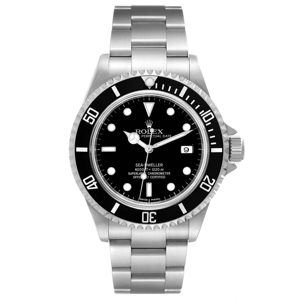Rolex Seadweller 4000 Black Dial Steel Mens Watch 16600 Box Service Card