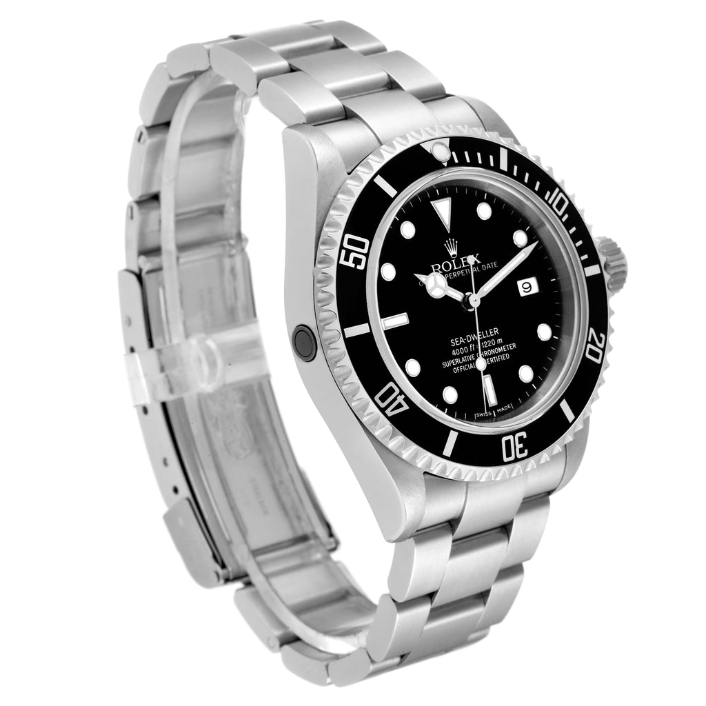 Rolex Seadweller 4000 Black Dial Steel Mens Watch 16600 Box Service Card