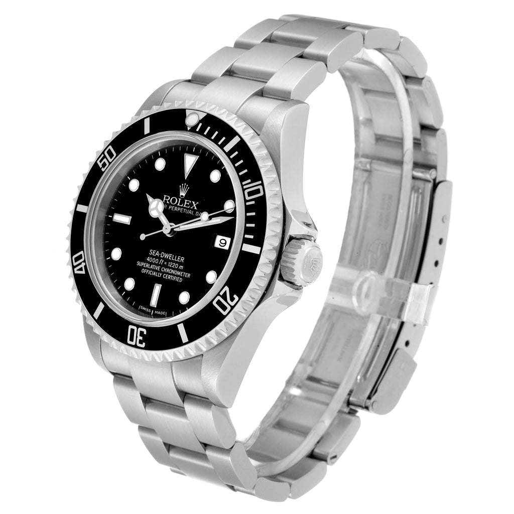 Rolex Seadweller 4000 Black Dial Steel Mens Watch 16600 Box Service Card
