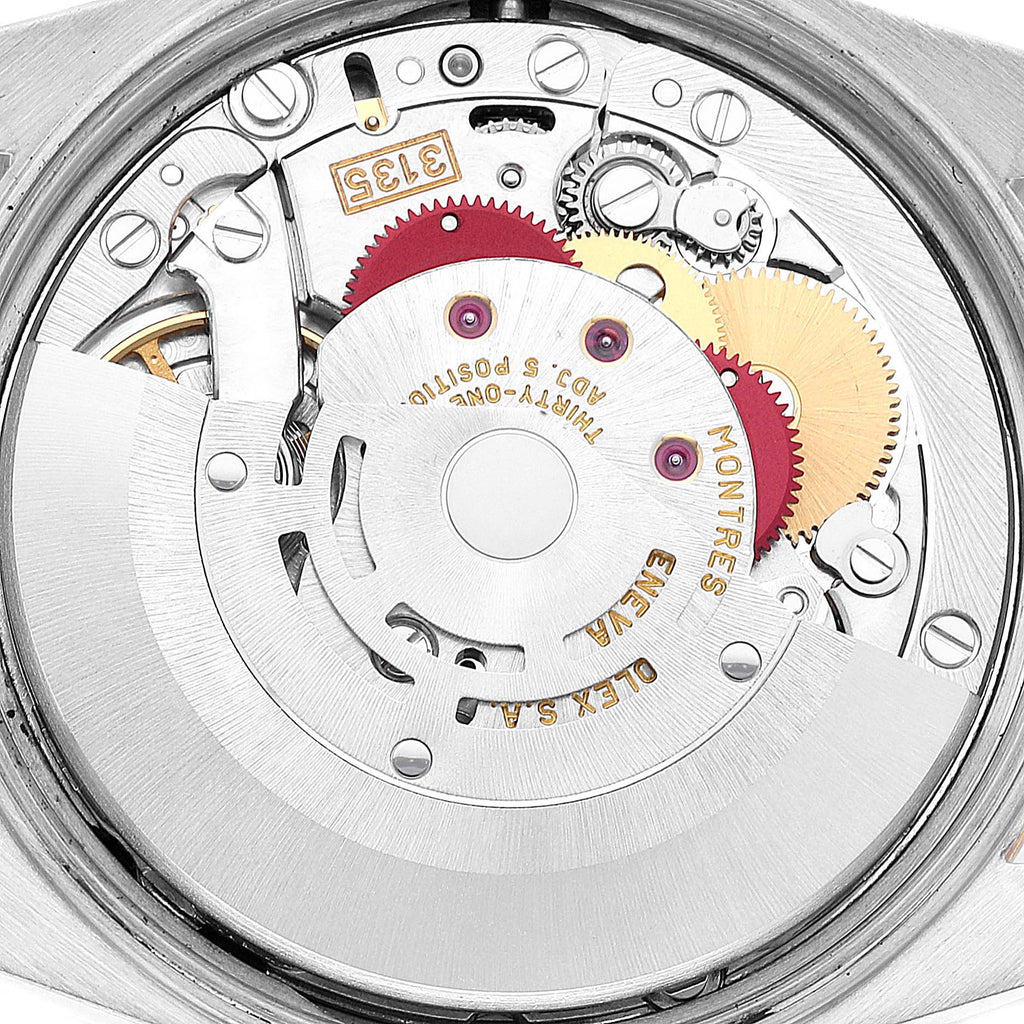 Rolex Date Steel Yellow Gold Black Dial Oyster Bracelet Mens Watch 15223